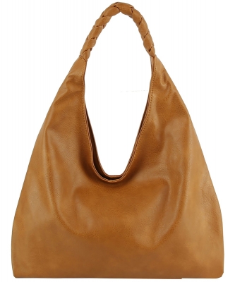 Braided Handle Shoulder Bag Hobo LMC002 BROWN